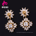 Latest Brazil Style White Stone Gold Plated Earring Jewelry